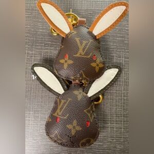 Upcycled Brown and Gold Bunny Keychain 1 piece